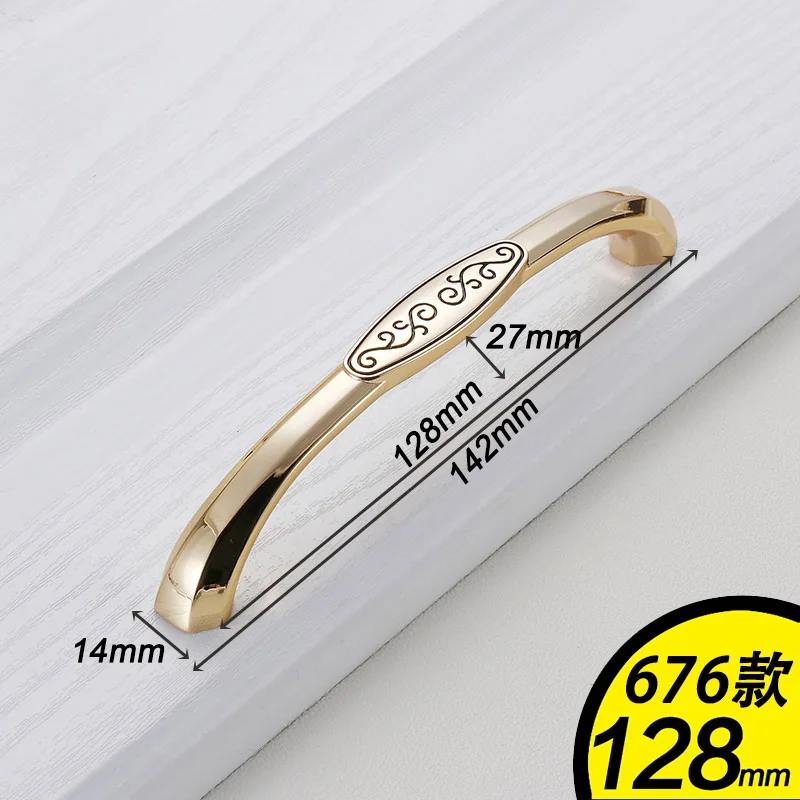 676-128 Gold AOBT китайские золотые серебряные для шкафа ручки кухонные ручки Роскошные выдвижные ящики шкаф дверная ручка шкаф оборудование для обработки мебели - Цвет: 676-128 Gold