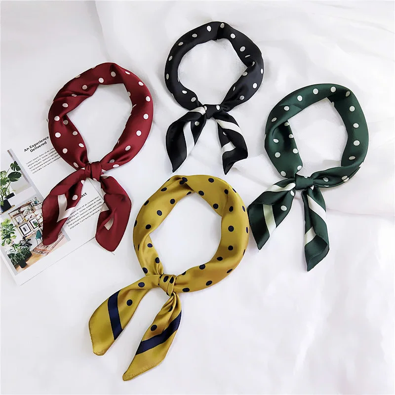 Модный маленький квадратный шелковый шарф красивый однотонный дизайнерский