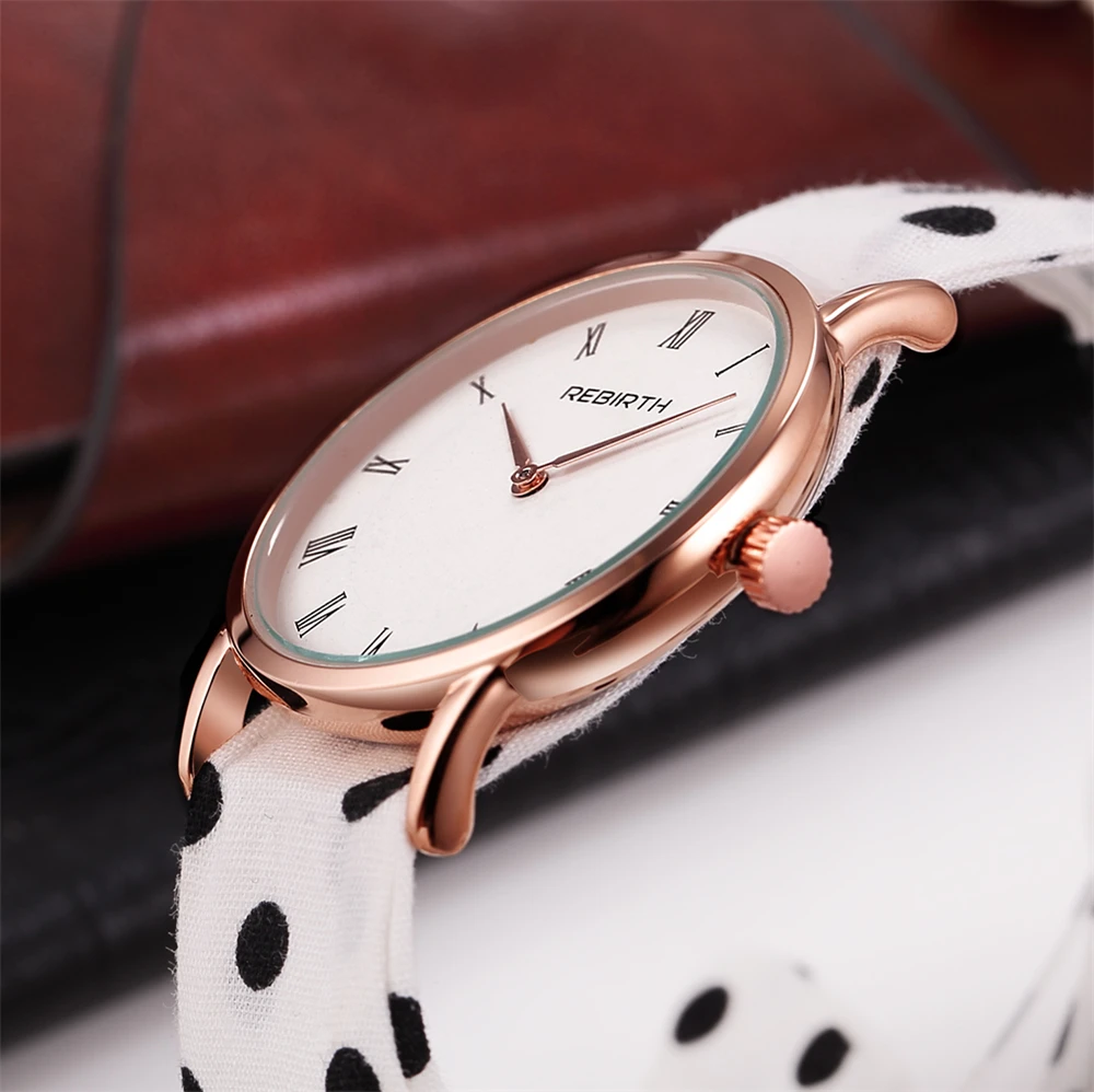 Часы Rebirth с тканевым браслетом роскошные Брендовые женские часы новинка 2017 под