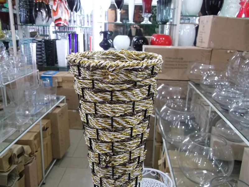 Ваза для цветов декоративный цветочный горшок железная ротанговая напольная