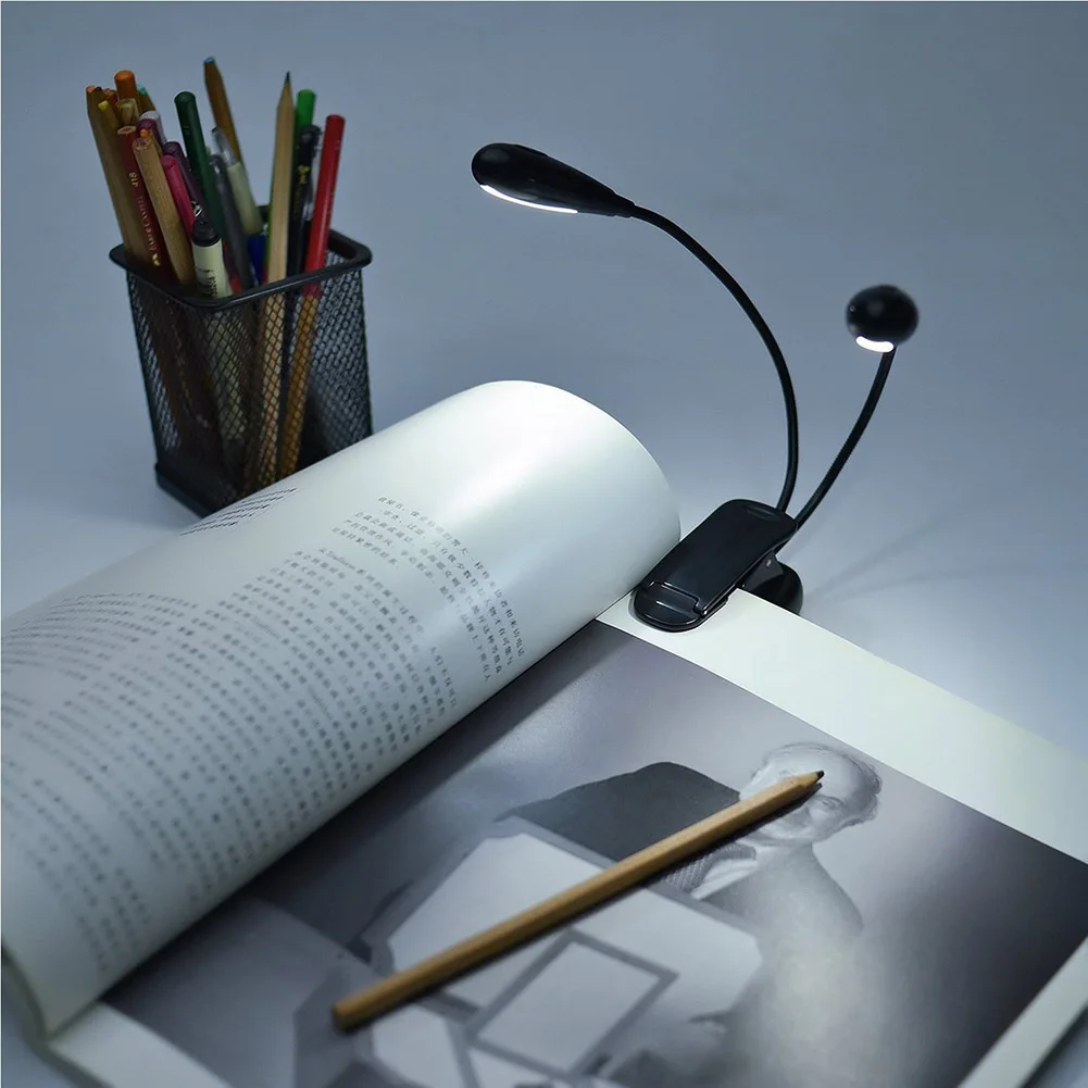 Гибкий Светильник шеи двойной головкой вспышки светильник Ночной с зажимом 10 *