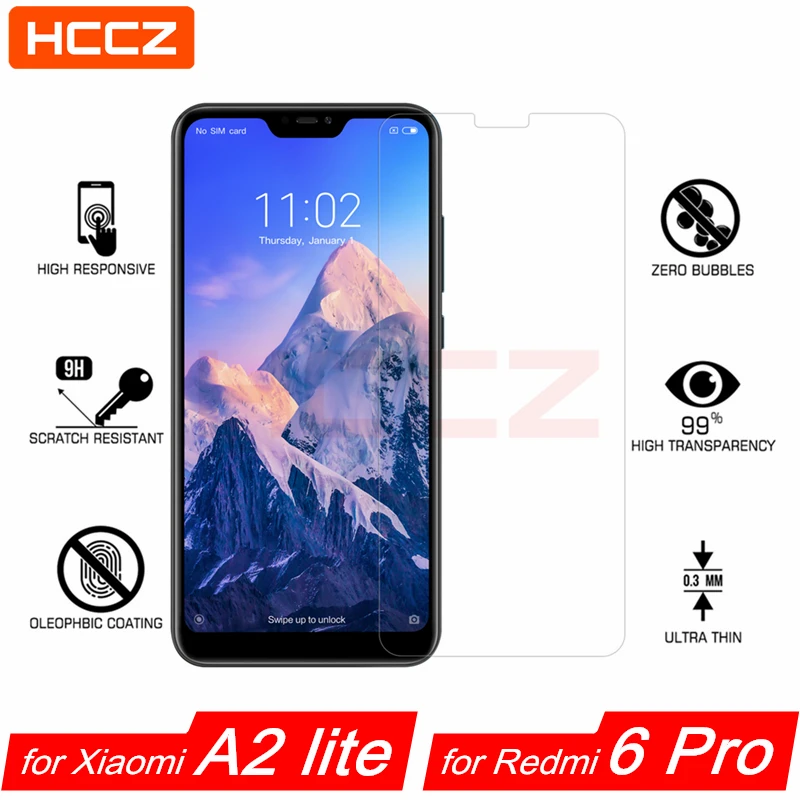 Закаленное стекло HCCZ для Xiaomi Mi A2 lite высококачественное защитное экрана 2.5D 9H HD Redmi 6