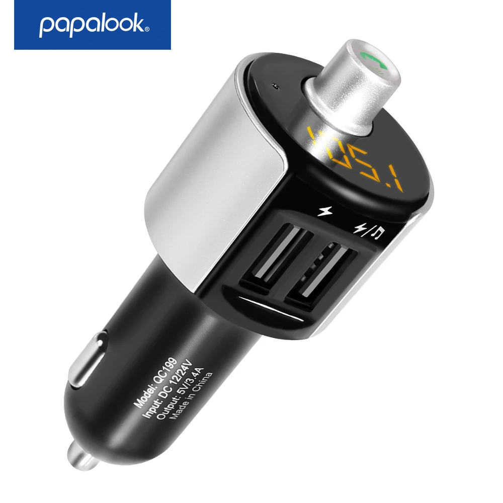 Papalook qc199 6 в 1 автомобиль Зарядное устройство со светодиодной Дисплей U диск