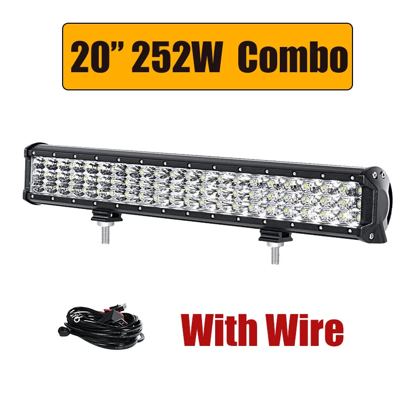 20inch 252W w Wire Partol " 7" 1" 14" 2" 23" 2" 31" 3-РЯД светодиодный светильник бар Offroad светодиодный бар Combo луча Светодиодный светильник для грузовиков, внедорожников, квадроциклов, наводненных 4x4 4WD 12 В/24 в пост V - Цвет: 20inch 252W w Wire