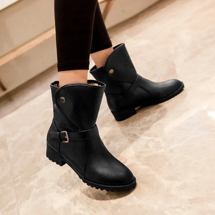 Женские ботильоны с пряжкой и круглым носком размеры 34 43|boots fashion|fashion bootsboots for woman |