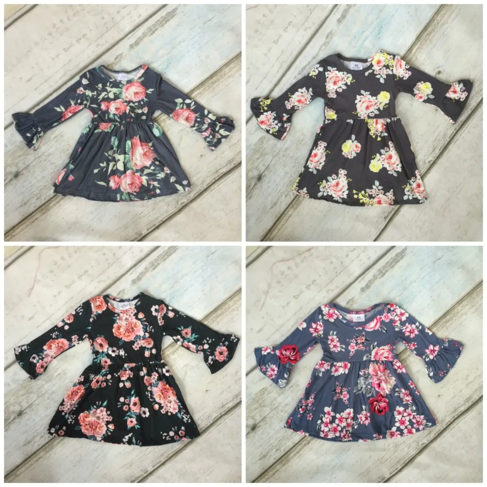 Осенне зимняя детская одежда для маленьких девочек Хлопковое платье с длинными