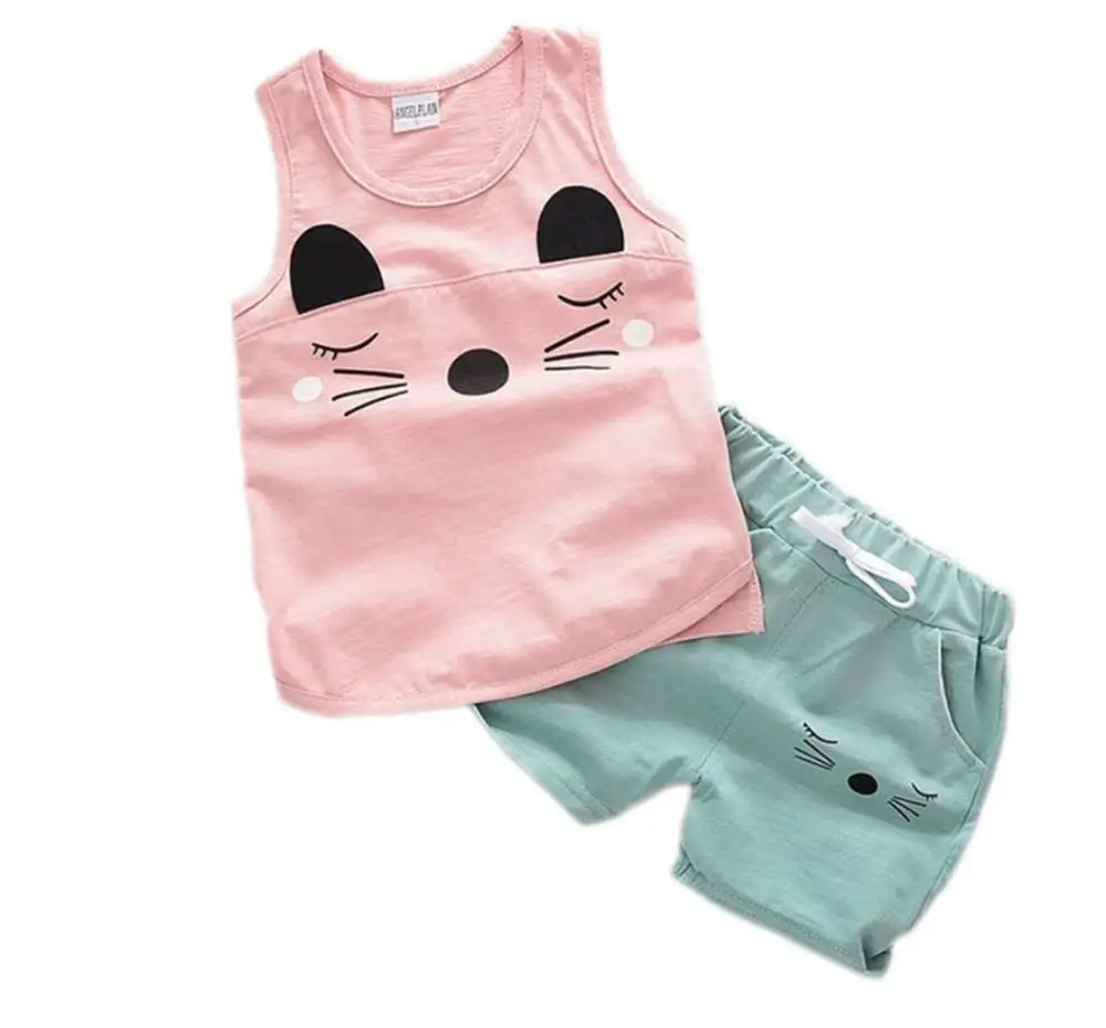 

Комплекты одежды для маленьких девочек и мальчиков летний комплект без рукавов, детские костюмы для маленьких мальчиков и девочек спортивн...