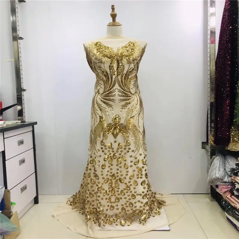 Африканская французская кружевная ткань с высококачественный блестками