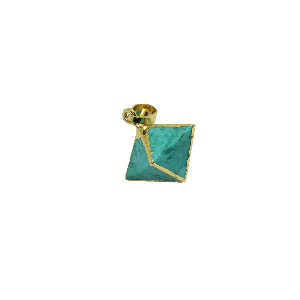 

Green Natural stone statement Pendant crystal quartz healing gold bezel jewelry raw howlite pendant for men necklace