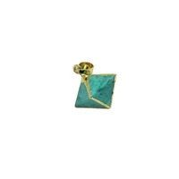green natural stone statement pendant crystal quartz healing gold bezel jewelry raw howlite pendant for men necklace