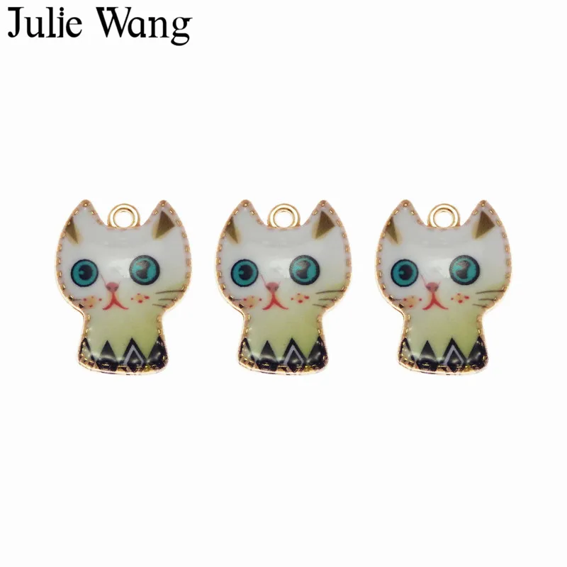 5 шт. в наборе Золотая основа из сплава Julie Wang белая эмалированная подвеска с милым