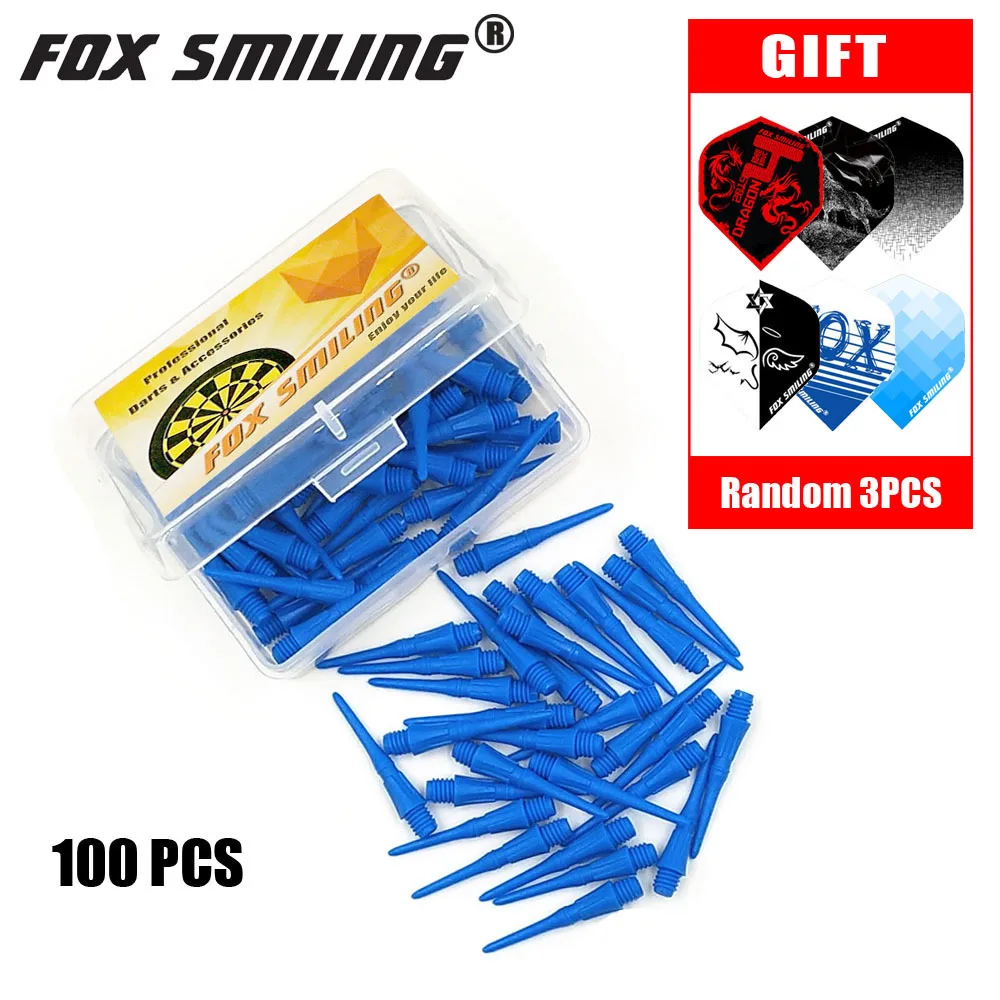 Fox Smiling 100/50 штук/упаковка с фокусным расстоянием 25 мм 2BA профессиональные нейлоновые мягкие дартс и электронные очки Аксессуары для ванной комнаты с 3 шт. Перелёты