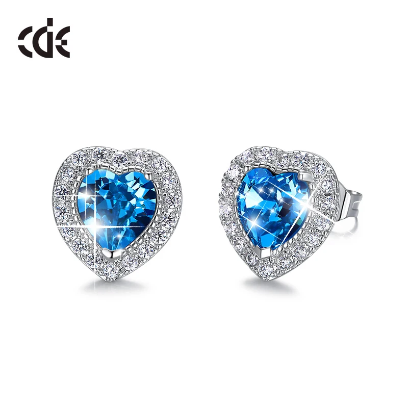 CDE серьги гвоздики для женщин украшенные кристаллами в форме сердца с ювелирные
