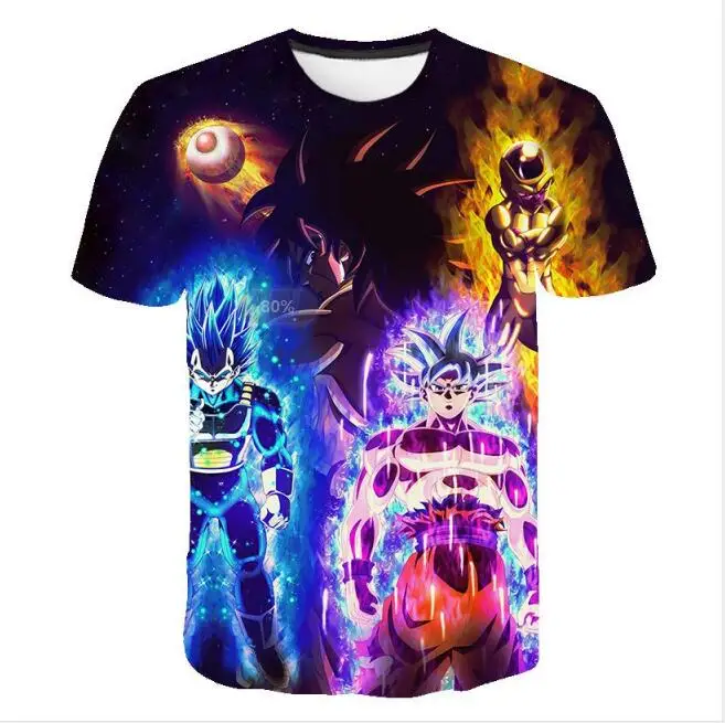 picture color Летние дети Dragon Ball Z футболка 3D с принтом из аниме Goku Вегета футболки рубашка "драгонболл" полиэстер детская одежда - Цвет: picture color