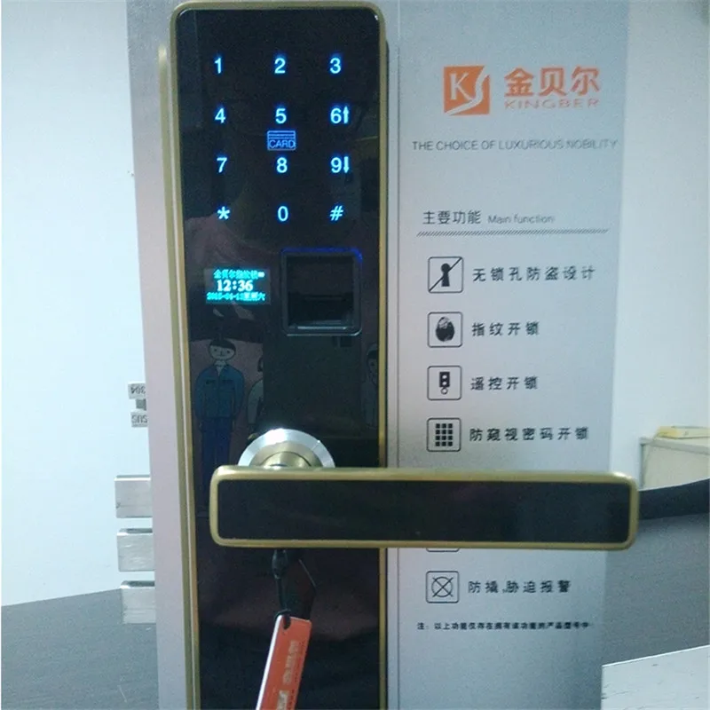 Электронный цифровой пароль + сканер отпечатка пальца механический дверной