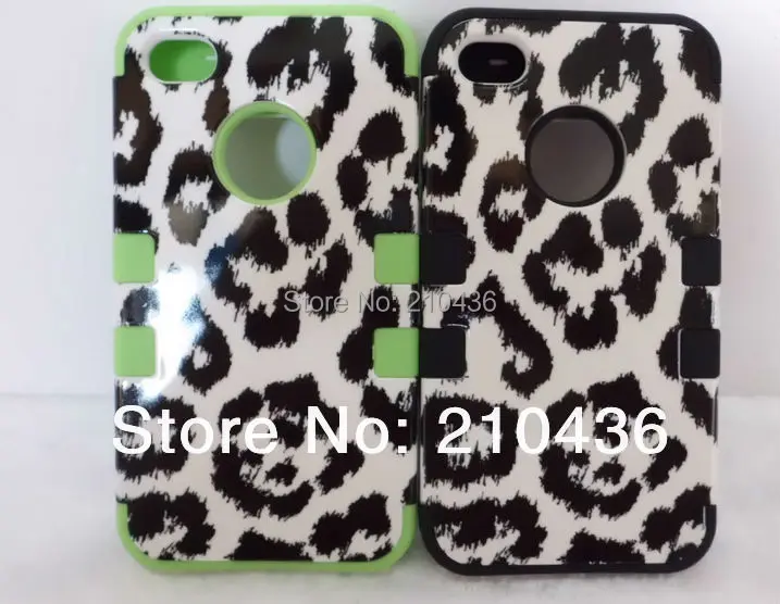 phone cases leopard three-piece soft shell for iphone 4 4s case free shipping |