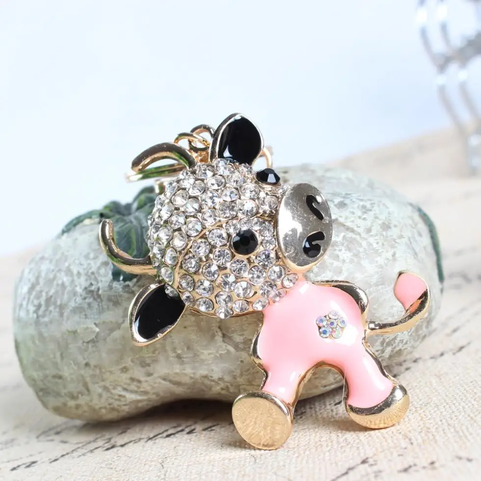 Брелок с подвеской в виде коровы кристаллами|keyring love|bag key chainlove keyring |
