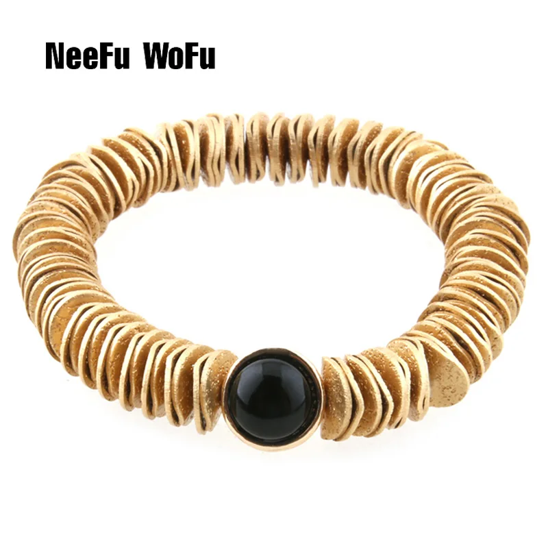 Медные браслеты NeeFuWoFu из натурального камня богемный Браслет дерева эластичный