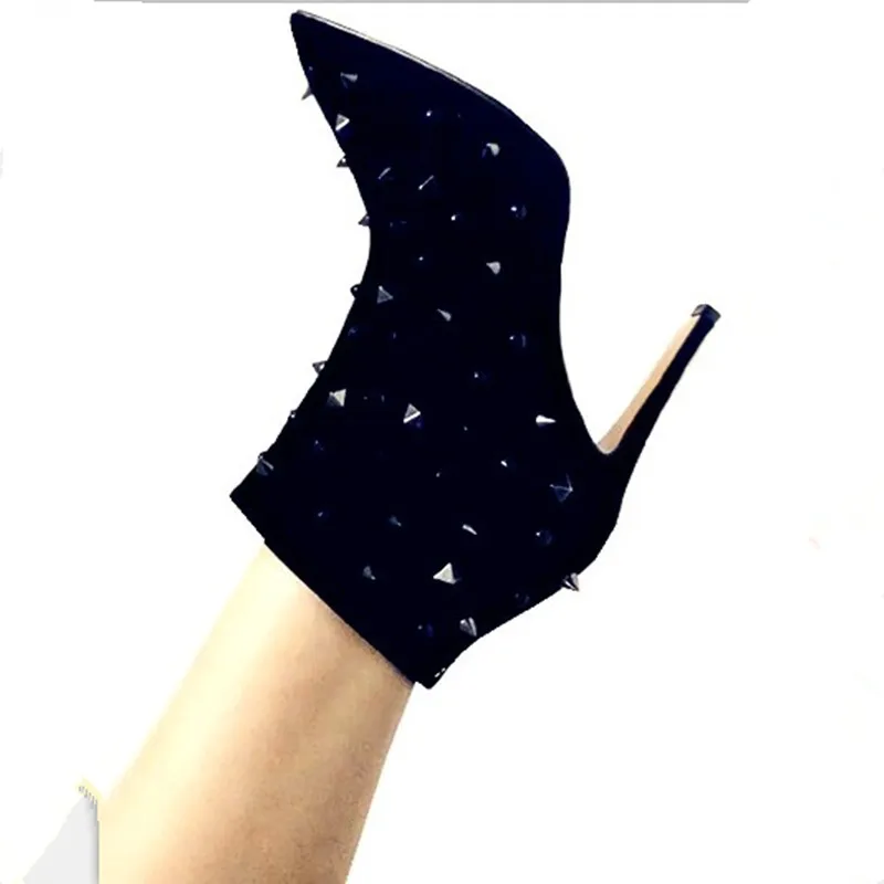 

Женские ботильоны с заклепками Sestito, новые модные весенние ботинки с боковой молнией и острым носком, классические ботинки, обувь на высоком...