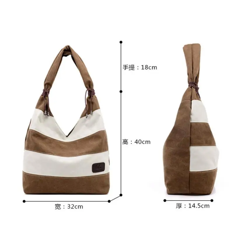 Холщовая Сумка тоут в полоску женская сумочка на плечо стиле пэчворк модная