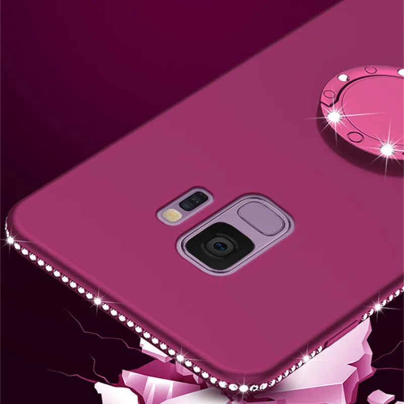 Роскошный чехол со стразами мягкий матовый из ТПУ для samsung Galaxy S9 S8 плюс S6 S7 edge Note 8 9