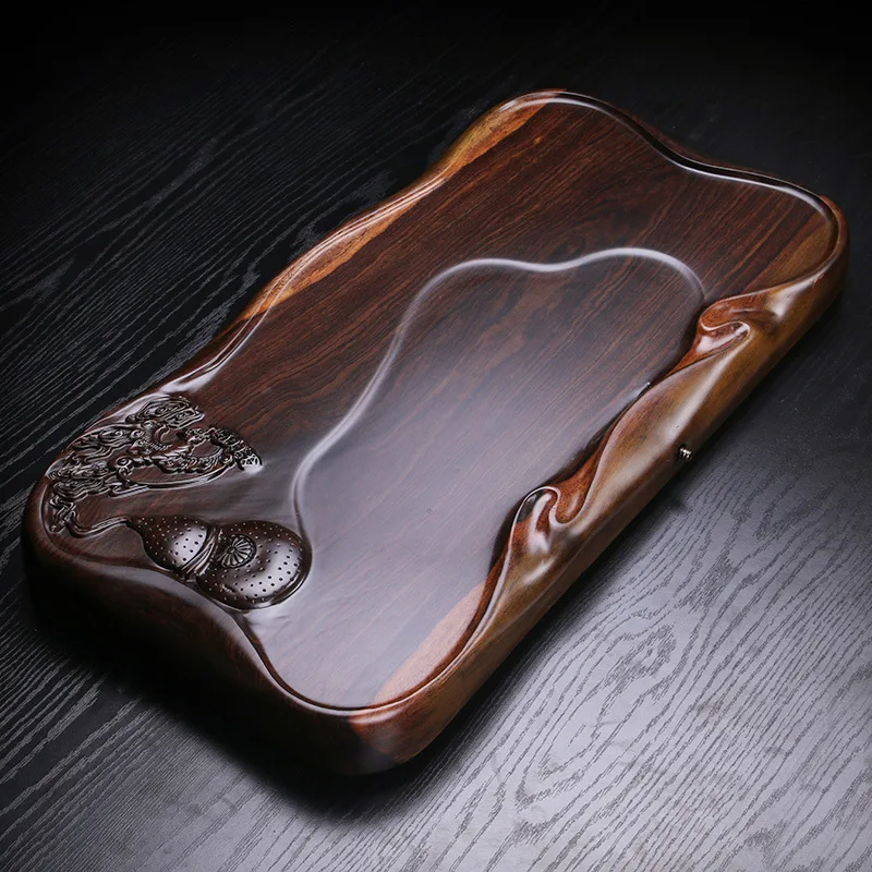 Целая часть деревянного черного дерева Плоский Поднос деревянные чайные наборы