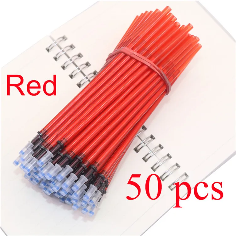 red Refill 50 pcs Стираемая ручка с мультяшными животными 0,35 мм, милые кавайные ручки с пандой и кошкой, гелевые ручки для школы, новые канцелярские принадлежности, подарки для девочек - Цвет: red Refill 50 pcs