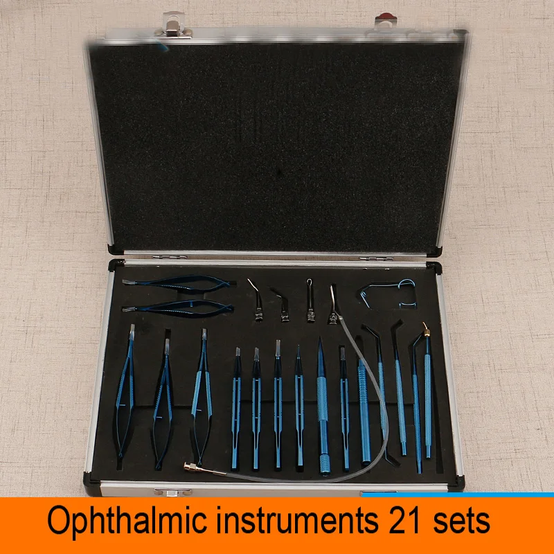 Cosmetic Makeup Tools New 21PCS Titanium Alloy Eye Ophthalmic Set Instrument Eye Micro Tweezers Scissors Needle holder Set Tools