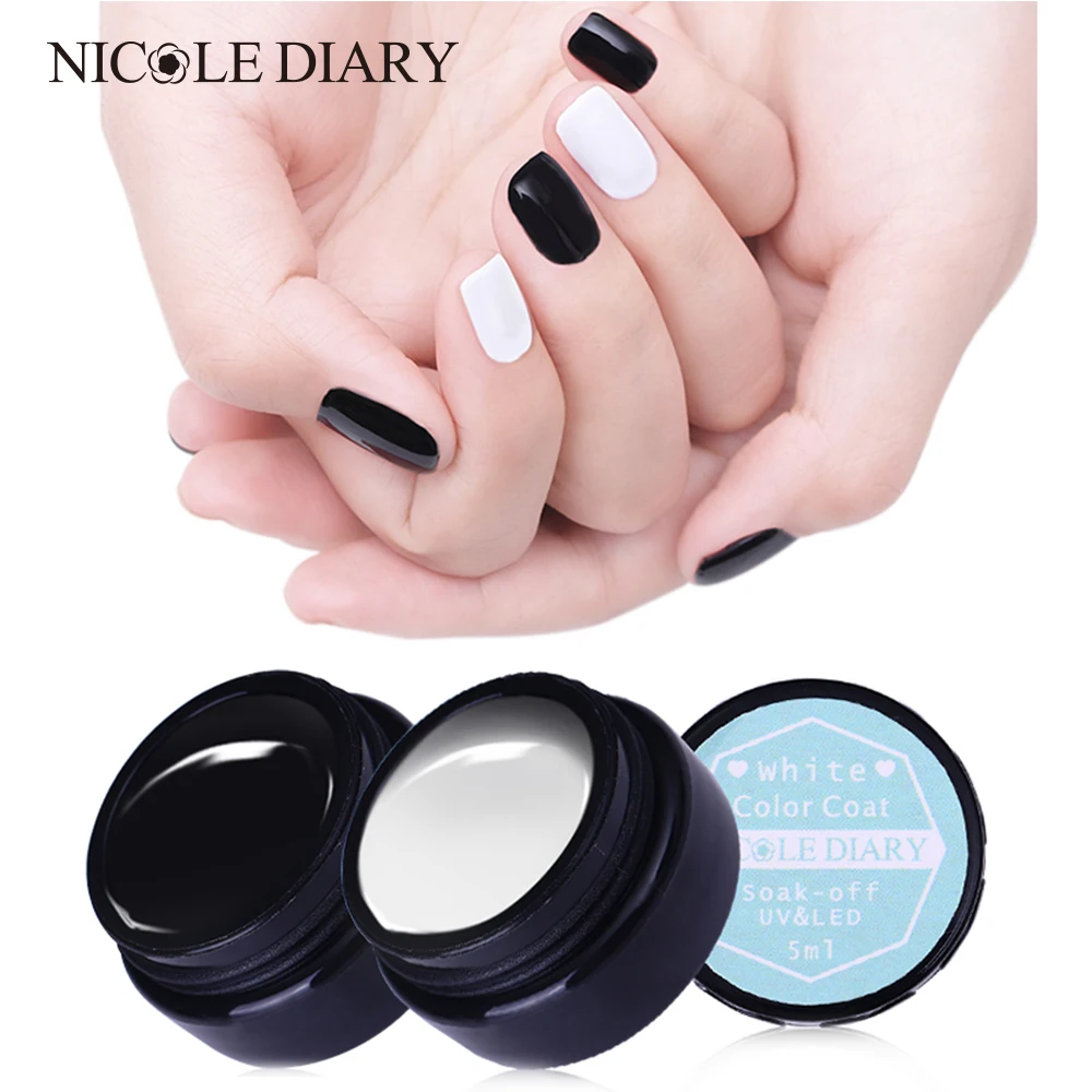NICOLE DIARY черный белый впитывающий УФ Гель лак цветное покрытие 5 мл и светодиодный