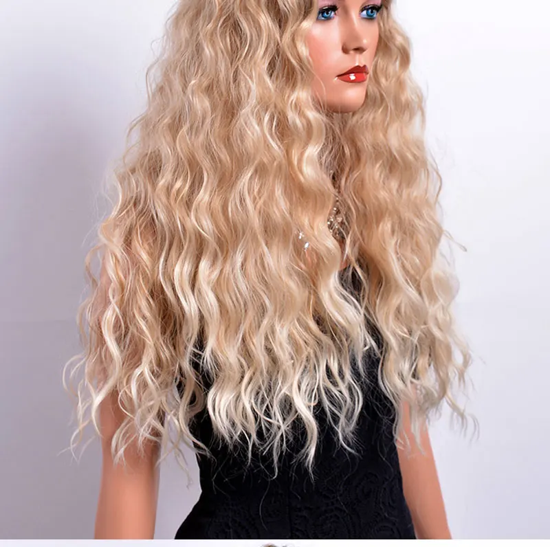 MSI Wigs 28 дюймов длинные вьющиеся парики для женщин блонд цвет Американский АФРО Синтетические волосы Омбре парик
