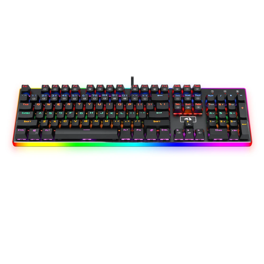 Проводная Механическая игровая клавиатура Redragon K577R с радужной подсветкой, алюминиевая основа, 104 стандартных клавиш Teclado Gamer, плавающая игра для ПК