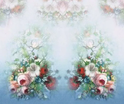 Silks Store Heavy Elastic Satin Fabric - Elegant Plants & Flowers Print - 97% Natural Silk for Formal Dress and Clothing image 2