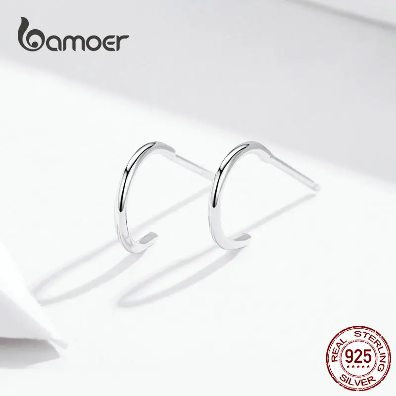 BAMOER простые серьги-гвоздики из стерлингового серебра 925, минималистичные дизайнерские гвоздики, ювелирные изделия, антиаллергенные ювелирные изделия для детей, ювелирные изделия SCE624