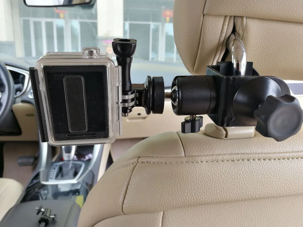 Автомобильный зажим на подголовник+ Штатив Адаптер для GoPro видеокамеры, видеокамеры, DV, смартфонов SJCAM 456000 Xiaomi yi аксессуары