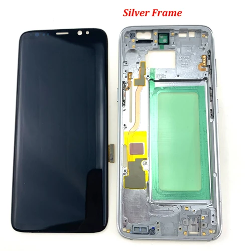 S8 G950 SilverFrame S8 AMOLED ЖК-дисплей для samsung Galaxy S8 Plus G950F G955F ЖК-дисплей с рамкой сенсорный экран сборка Замена ЖК-дисплей фиолетовый/B - Цвет: S8 G950 SilverFrame