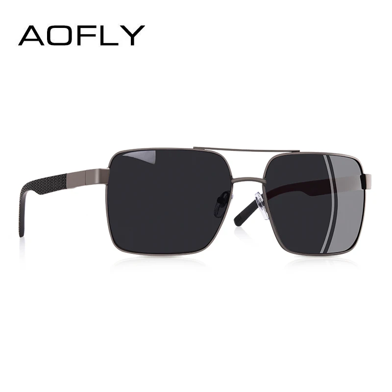 AOFLY BRAND DESIGN Polarized Sunglasses Men Driving Square Metal Frame Men's Glasses Male Eyewear Goggles UV400 Gafas AF8181 - Цвет линз: C2Gun