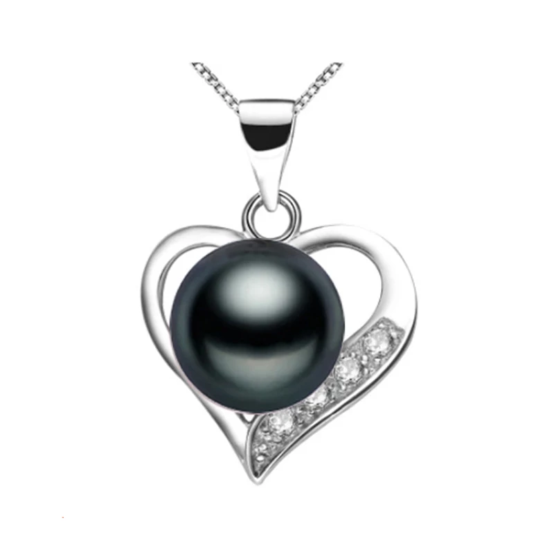 

You Noble top quality 925 sterling silver black pearl pendant necklace for women