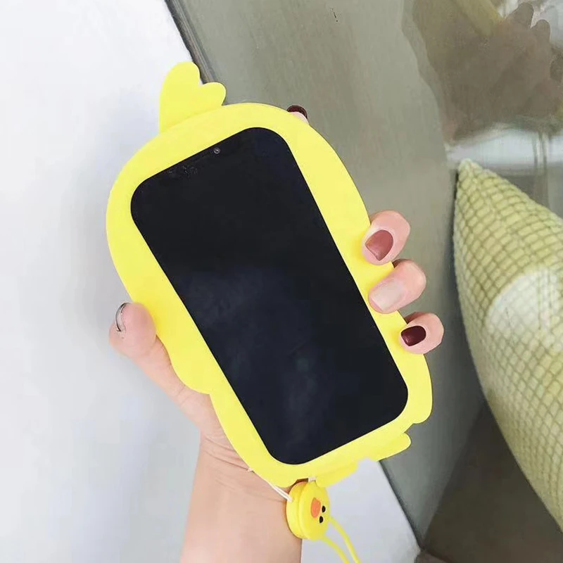 Милый силиконовый чехол с 3D рисунком для Xiao mi 8 Lite mi 8 mi A2 6X S2 чехол s Duck желтый с ремешком чехол для телефона красный mi Note 7 5 Pro