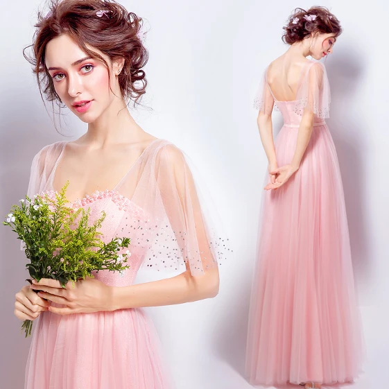 

2017 new arrival stock maternity plus size bridal gown long tulle evening dress pearls beaded bling light Pink Lace Pearl 7200