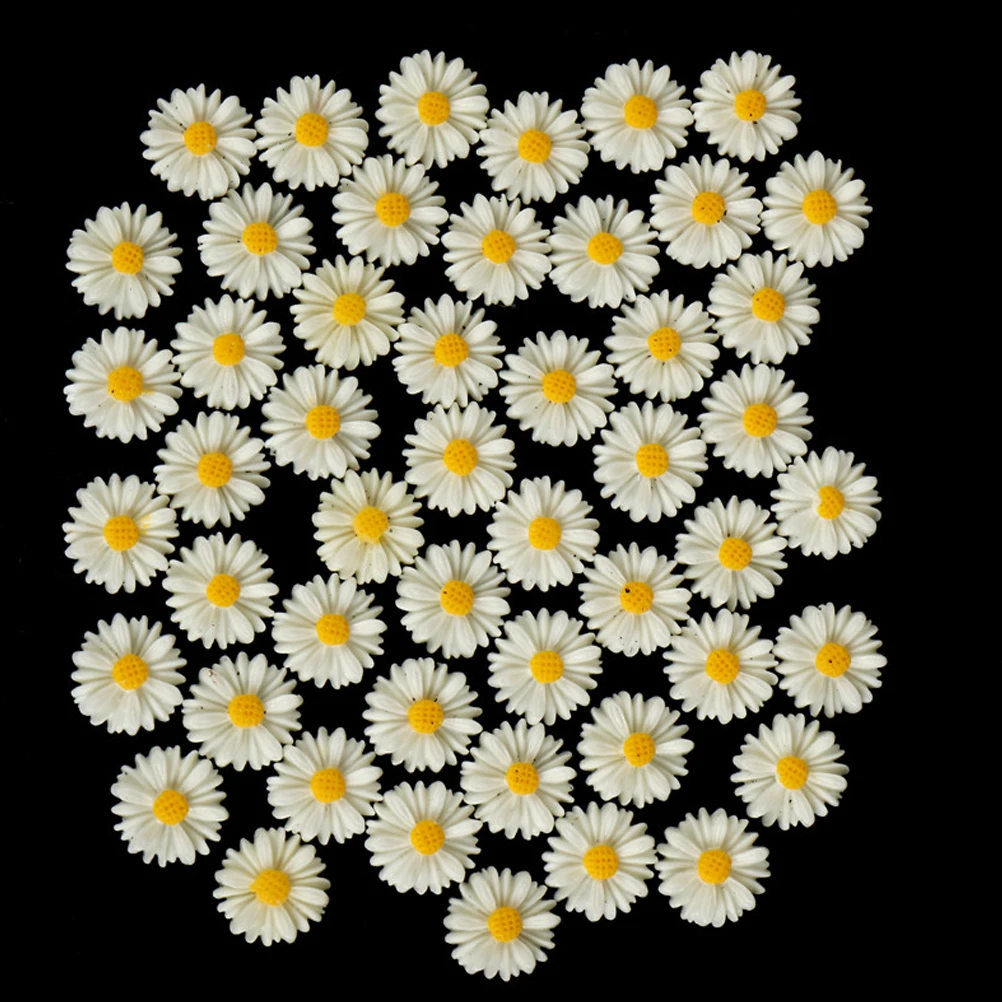 

50PCS 13mm Resin Vintage Style Daisy Flower Flat Back Cameo Cabochon For Jewelry Making Earring Accessories Wholesale