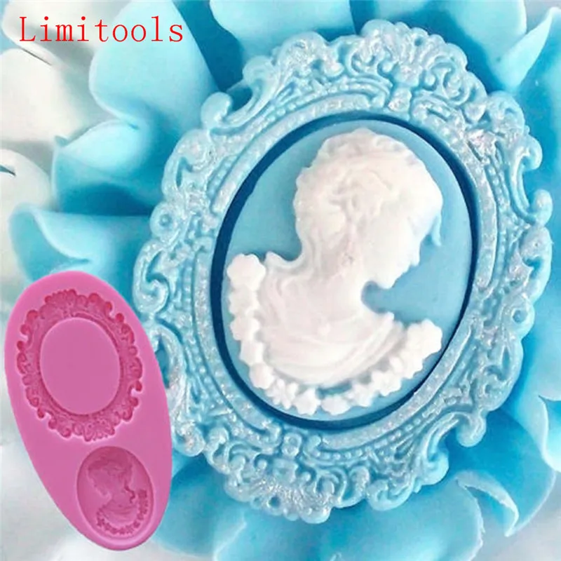Овальный Камея & овальная рамка Fondant Mold миниатюрный силиконовый зеркальный Сахар