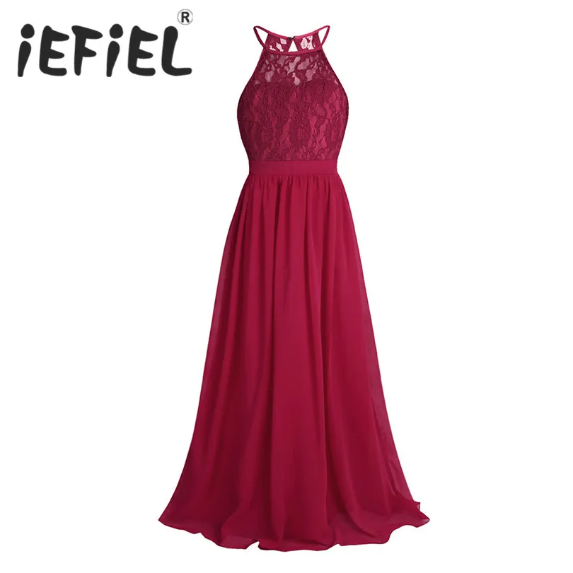 

iEFiEL Embroidered Flower Girls Dress Pageant Party Wedding Bridesmaid Ball Gown Prom Princess Formal Occassion Long Dress