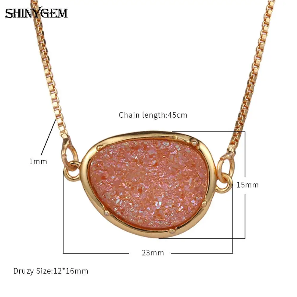 ShinyGem кристалл натуральный камень Цепочки и ожерелья Винтаж нерегулярные Druzy рок кристалл Цепочки и ожерелья 24 К из чистого золота цепи Цепочки и ожерелья для Для женщин Для мужчин