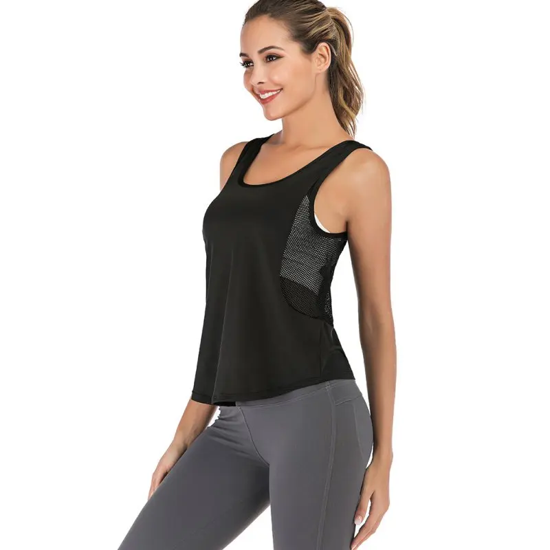 

2020 Summer New Broadcloth Sleeveless Side U-Neck Mesh Breathable Solid Running Fitness Vest Quick Dry Sports Tank Tops!