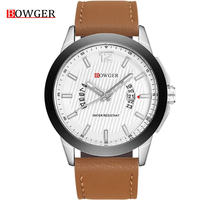 Новые мужские часы Bowger лучший бренд класса люкс Мужские кварцевые наручные