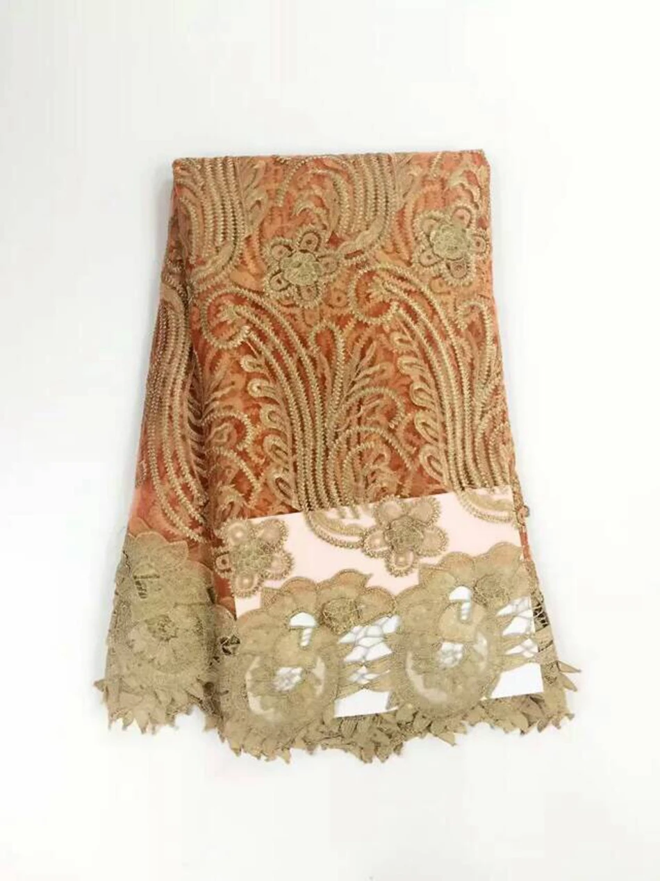 Горячая Распродажа желтая Водорастворимая сетка Африканский шнур кружево