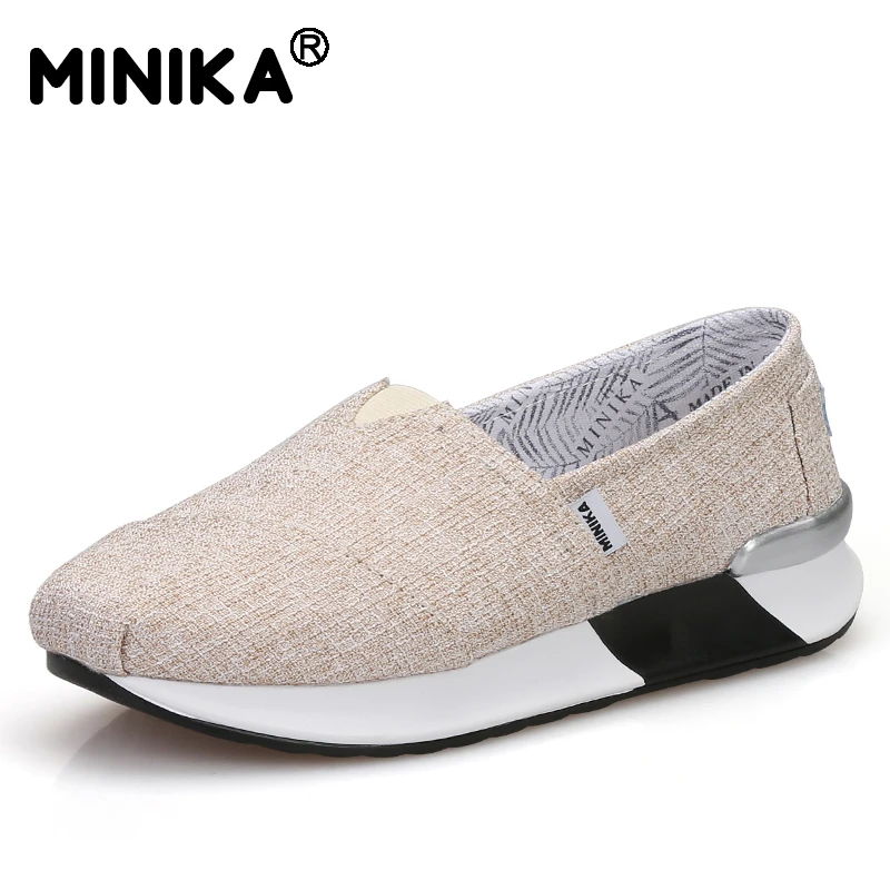 Minika/однотонная парусиновая обувь на плоской подошве женская без шнуровки