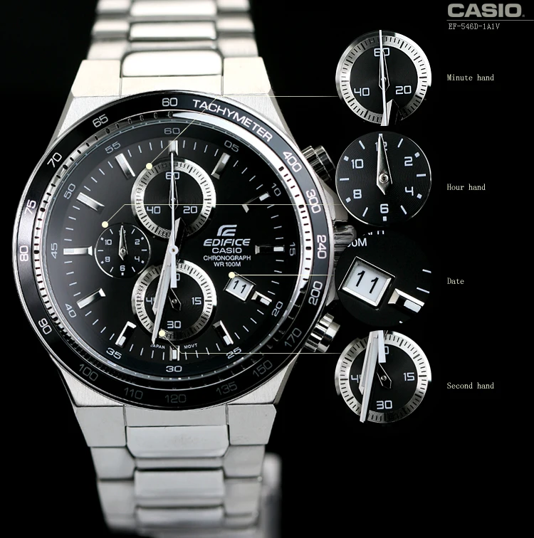 Casio Мужские часы трехглазый стальной ремень сто метров водонепроницаемые мужские кварцевые часы с коричневой пластиной стальной ремень EF-546D-5A