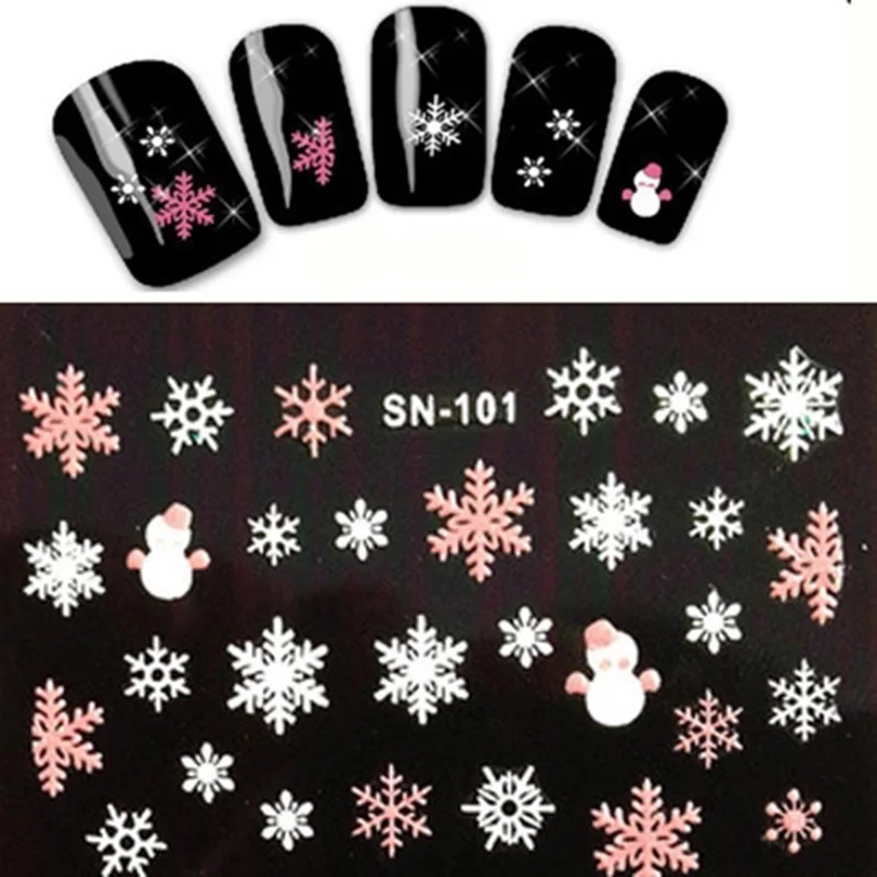3D Nail Art Tips Christmas Snowman Snowflakes Design Decals Girl Nails Stickers Accessories 789 | Красота и здоровье