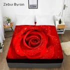 Простыня на заказ 3D с эластичной резинкой, простыня для двуспальнойдвуспальной кровати, наматрасник для свадьбы с красной розой, простыня 200150160x180